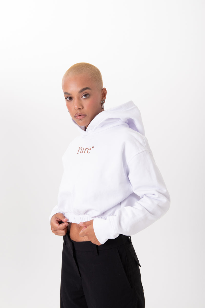 BIOLOGY HOODIE CROP WHITE