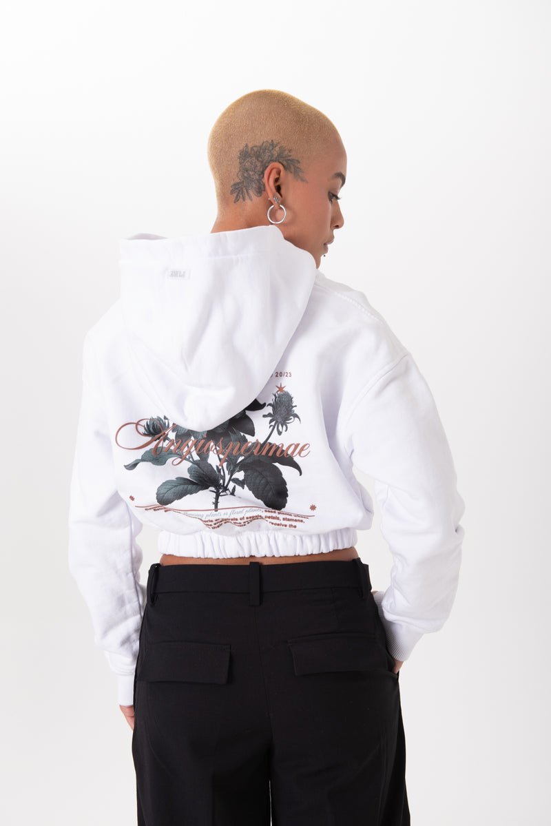 BIOLOGY HOODIE CROP WHITE