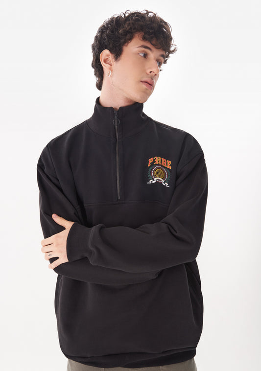 COLLEGE HOODIE ZIP BLACK